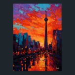 Neo Expressionist Toronto Skyline Vibrant Sunset Poster<br><div class="desc">Vibrant neo expressionist skyline artwork inspired by Toronto and the iconic CN Tower. Bold brush textures and intense sunset colors transform the modern skyline into a dramatic urban cityscape painting. Perfect wall art for lovers of Toronto,  travel inspired art and contemporary expressionist skylines.</div>