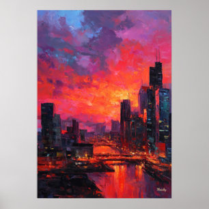 Neo-Expressionistisk Bangkok-silhoutett Vibrant So Poster
