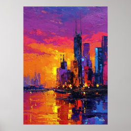 Neo-Expressionistisk Mumbai-siluett Vibrant solned Poster