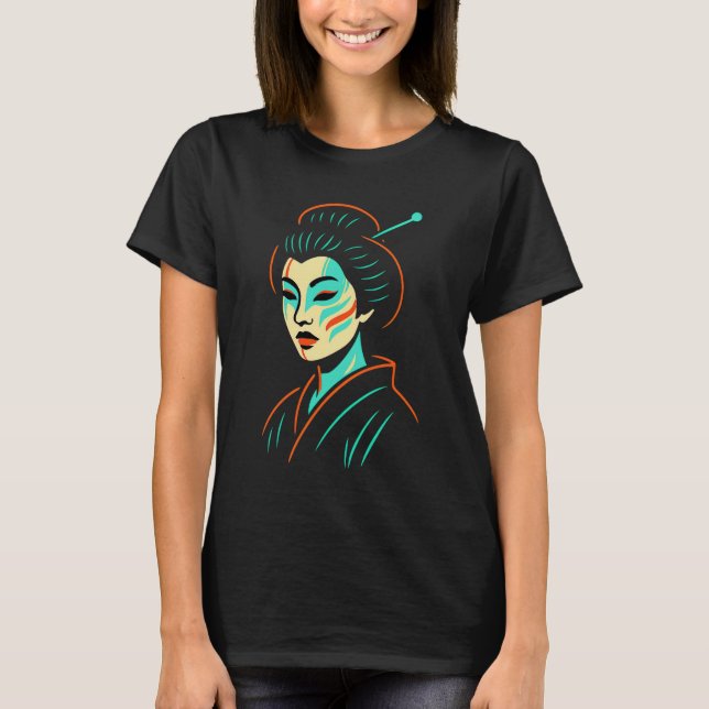 Neo Geisha Glow: Tradition Reimagined T Shirt (Framsida)