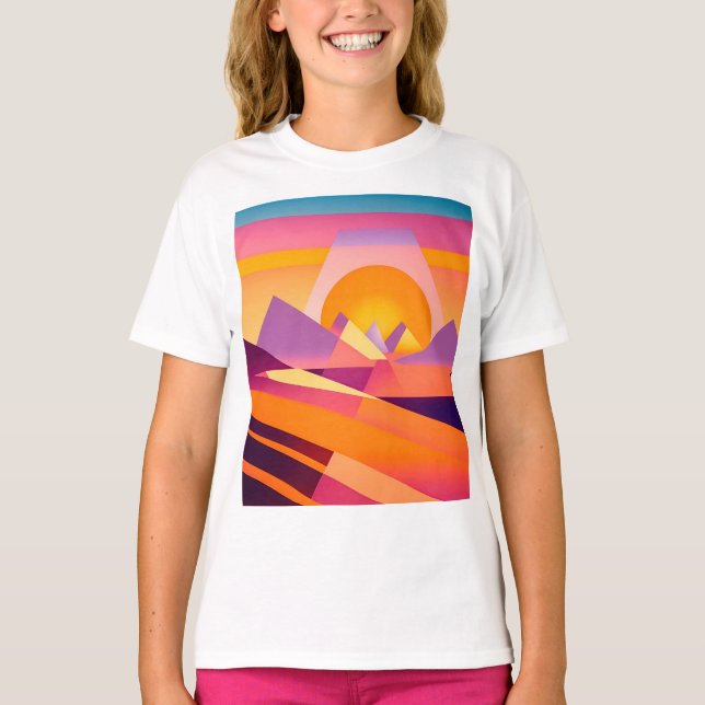 NEO GEO SUNSET LANDSCAPE T SHIRT (Framsida)