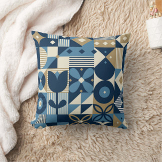 Neo-geodesign med elegant blue guld färg kudde