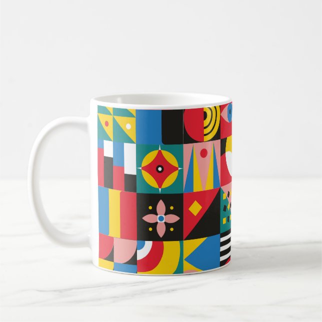Neo Geometric Illustration. Geometriska former och Kaffemugg (Vänster)