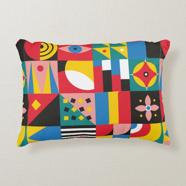 Neo Geometric Illustration. Geometriska former och Prydnadskudde (Framsidan)