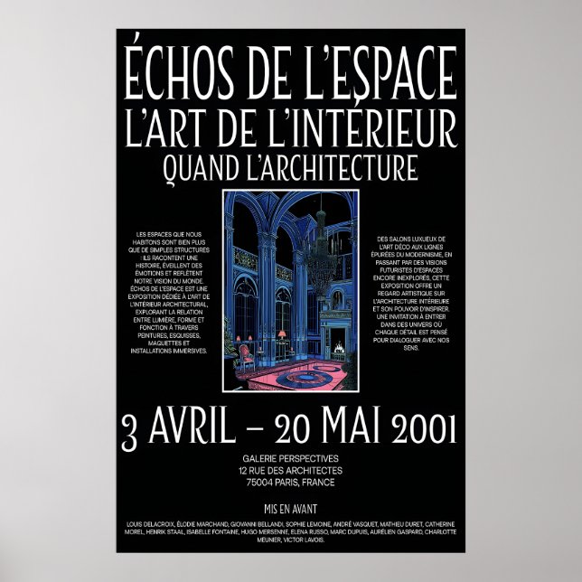 Neo-gotiskt interiörkonsttryck 2001 French Gallery Poster (Framsidan)