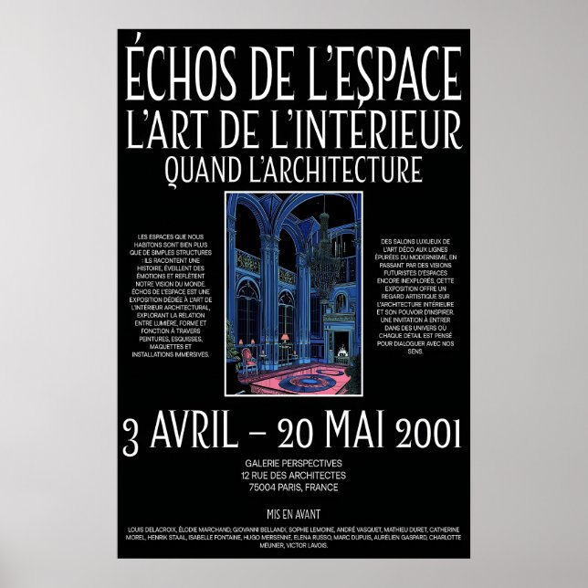 Neo-Gotiskt interiörkonsttryck 2001 French Gallery Poster (Framsidan)