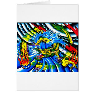 Neo Jap Dragon Tattoo Hälsningskort