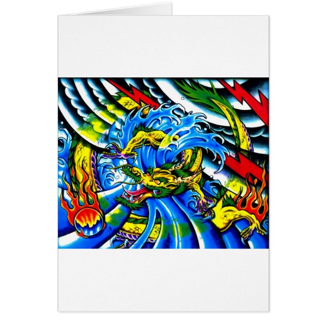 Neo Jap Dragon Tattoo Hälsningskort (Framsidan)