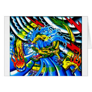 Neo Jap Dragon Tattoo Hälsningskort