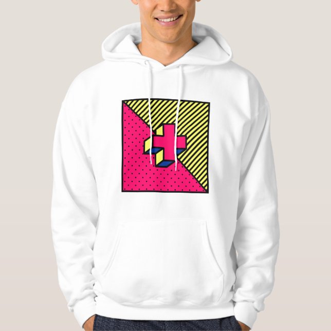 Neo Memphis Kor /Plus Sign Motif Hoodie (Framsida)