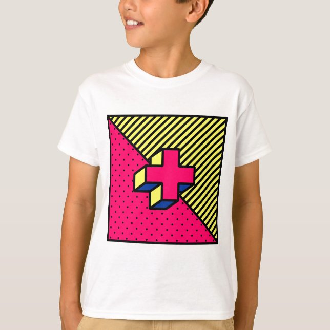 Neo Memphis Kor /Plus Sign Motif T Shirt (Framsida)