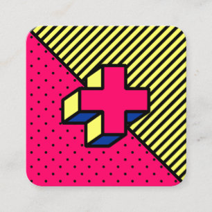 Neo-Memphis Patch - Kor/Plus-tecken Fyrkantigt Visitkort
