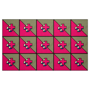 Neo-Memphis Patch Mönster - Kor/Plus-tecken Tyg