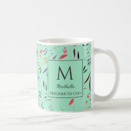 Neo Mint Blommigt MONOGRAM Anpassningsbar PRECIOUS Kaffemugg