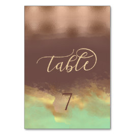 Neo mint cinnamon ro guld foil vattenfärg bordsnummer