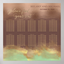 Neo mint cinnamon ro guld foil vattenfärg poster