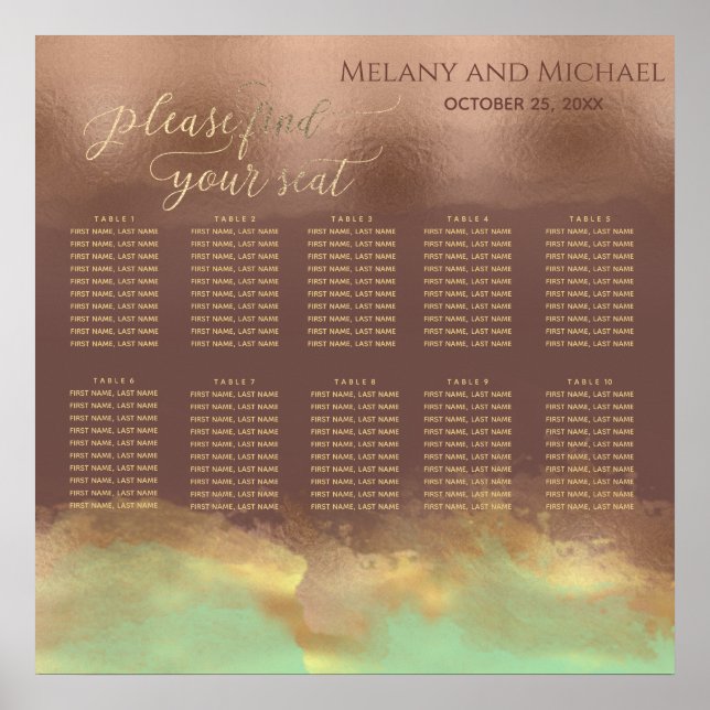 Neo mint cinnamon ro guld foil vattenfärg poster (Framsidan)