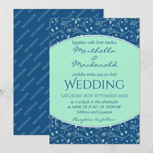 NEO MINT CLASSIC BLUE Elegant Modern Blommigt Inbjudningar