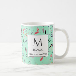 Neo Mint Floral KÄR VÄRD ÅT GUD Anpassad MONOGRAMM Kaffemugg
