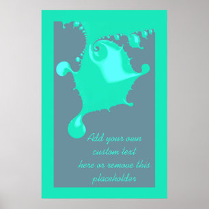 Neo Mint Fractal Blöt Paint Drift med citattecken Poster
