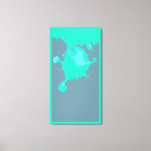 Neo Mint Fractal Blöt Paint Drip Minimal Abstrakt Canvastryck
