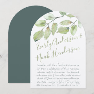 Neo Mint Greenery Typografi Höstbröllop Inbjudningar