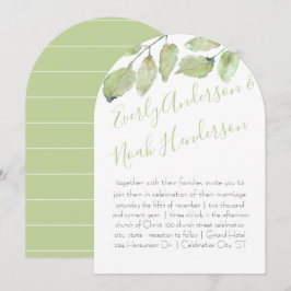 Neo Mint Greenery Typography Fall Wedding Inbjudningar