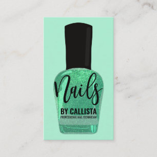 Neo Mint Grönt Glitter Nagel polsk Nail-tekniker Visitkort