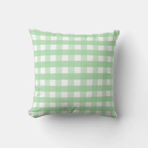 Neo Mint Grönt och White Gingham Kudde