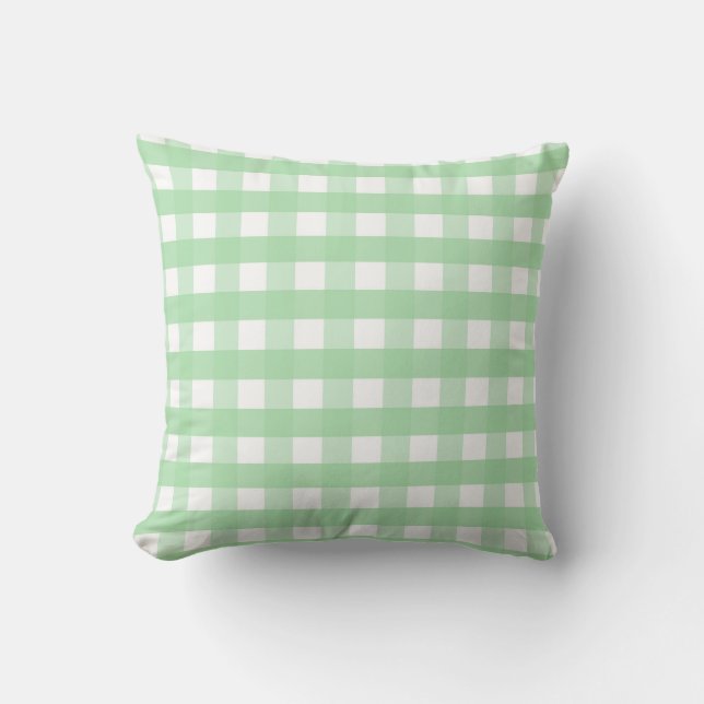 Neo Mint Grönt och White Gingham Kudde (Framsida)