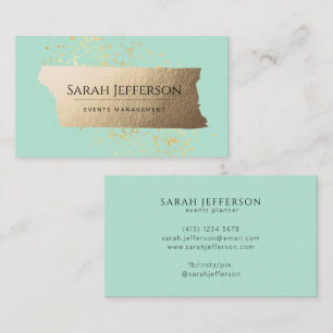 Neo Mint Modern Elegant Gold Foil Professionell Visitkort