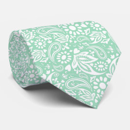 Neo Mint och White Romantic Paisley Mönster Slips