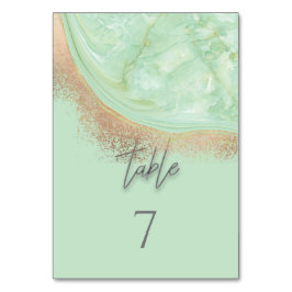 Neo mint rosegold marble agate calligraphy elegant bordsnummer