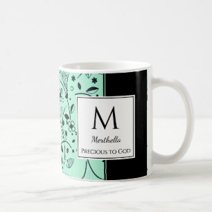 Neo Mint Svart Blommig Anpassad KÄR För GUD Kaffemugg