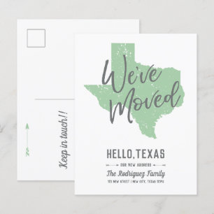 Neo Mint Vi har flyttat - Texas Meddelande Vykort