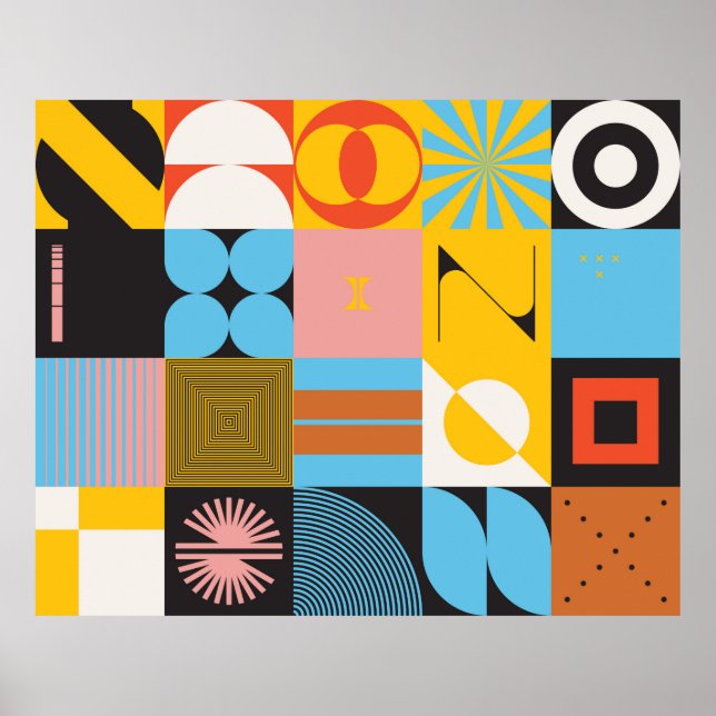 Neo Modernism teckning mönster gjord med abstrakt  Poster (Framsidan)