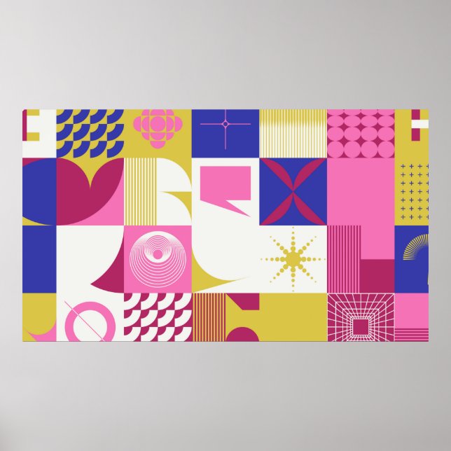 Neo Modernism teckning mönster gjord med abstrakt  Poster (Framsidan)