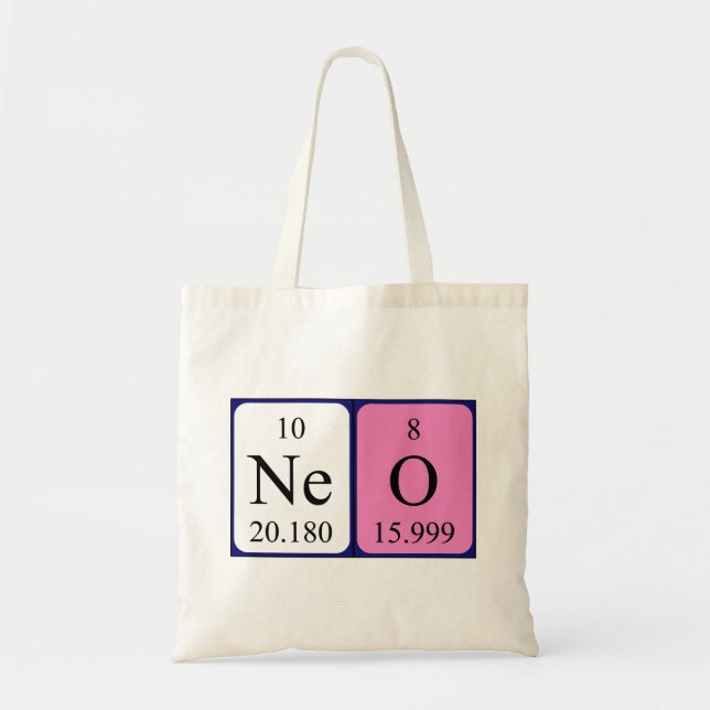 Neo periodisk bord namn tote bag tygkasse (Framsidan)