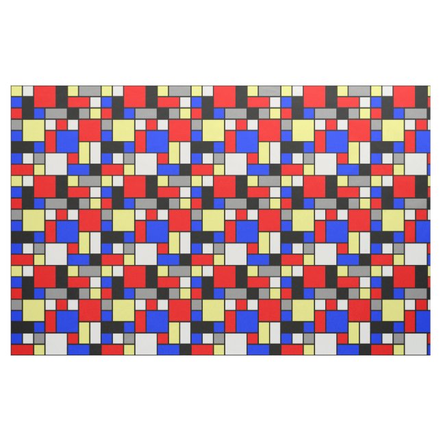 Neo plasticism Blue Red Gult Vit Grått Blod Tyg (Fat Quarter)