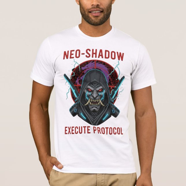 Neo-Shadow Execute Protocol T-Shirt - Cyberpunk (Framsida)