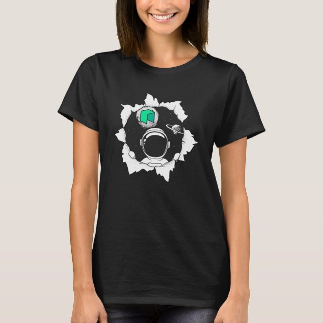 NEO Token Cryptocurrency Space Space Måne-växel T Shirt (Framsida)
