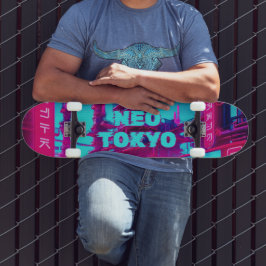 Neo Tokyo Cyberpunk Bil Synthwave Gata Mini Skateboard Bräda 18,5 Cm