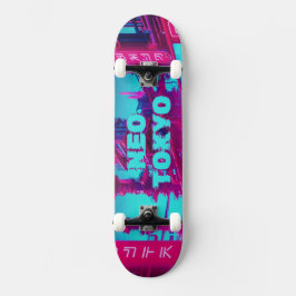 Neo Tokyo Cyberpunk Car Synthwave Street Mini Skateboard Bräda 18,5 Cm
