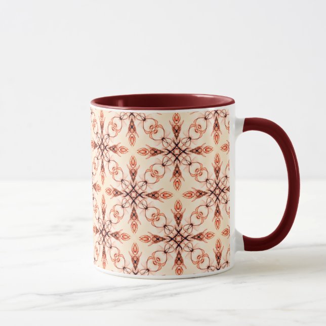 Neo Victorian Brown Fractal Mönster Mugg (Höger)