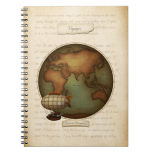 Neo Victorian Westernare Hemisphere Karta Steampun Anteckningsbok