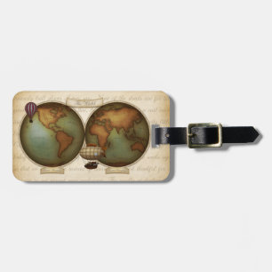 Neo Victorian World Map Personlig Steampunk Bagagebricka