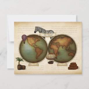 Neo-Victorian World Traveler Atlas Steampunk Karta Anteckningskort