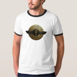 NeoAnkh 3D Golden Winged Ankh & Hieroglyphs T Shirt