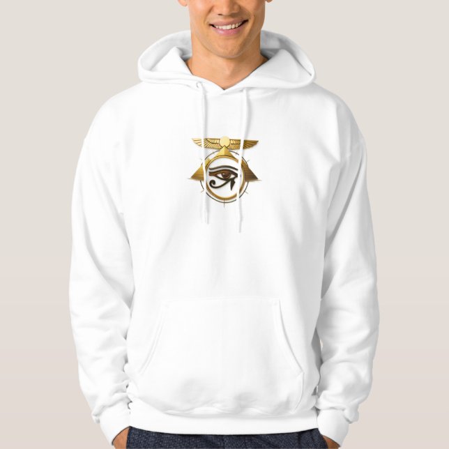 NeoAnkh 3D Horus öga & Bevingad solskiva Hoodie (Framsida)