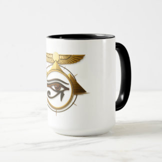 NeoAnkh 3D Horus öga Bevingad solskiva symbol Mugg
